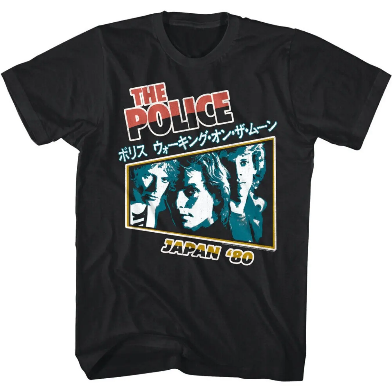 Camiseta gráfica The Police Reggatta De Blanc Japan Tour 1980 para hombre, camiseta de banda de rock de algodón negro con diseño de miembros de Sting Band