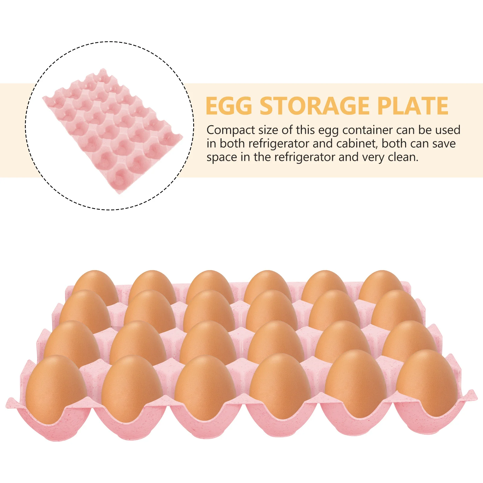 

2Pcs Egg Organizer Durable Wheat Fiber Plastic Grid Design Eggs Storage Container for Refrigerator Home Farm Use