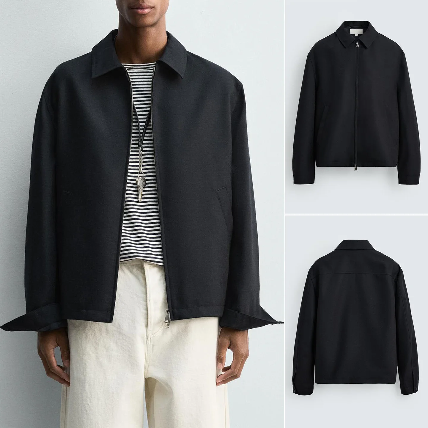 

Busin Casual Men's Long Sve Zipper Collar irt Jaet Autumn New Sle Stand Fit Polyester Fiber Deformable Regular