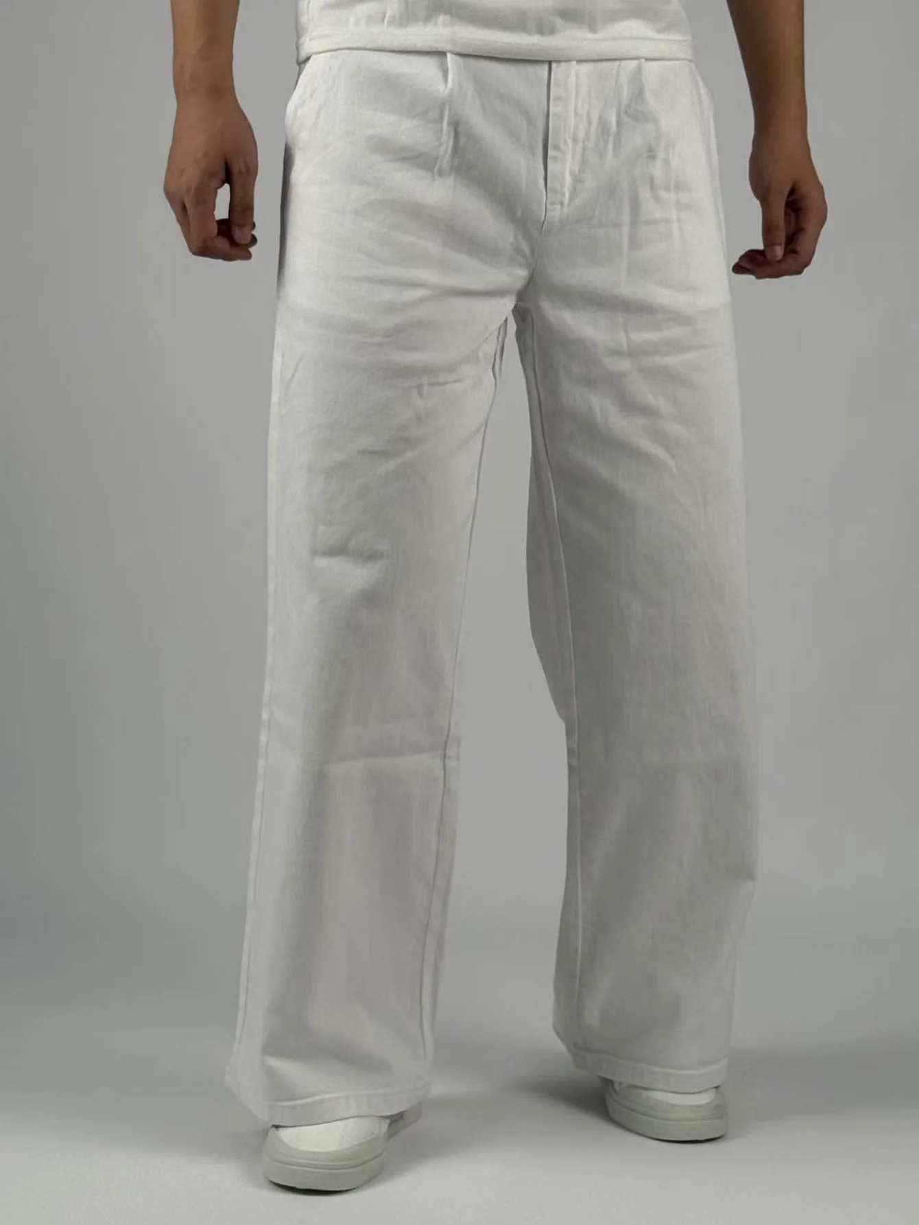 KING JEANS กางเกงขายาวผู้ชายสีขาวพร้อมขอบเอวยางยืด - สไตล์ออฟฟิศธุรกิจดีไซน์เรียบง่ายและใช้งานได้หลากหลาย