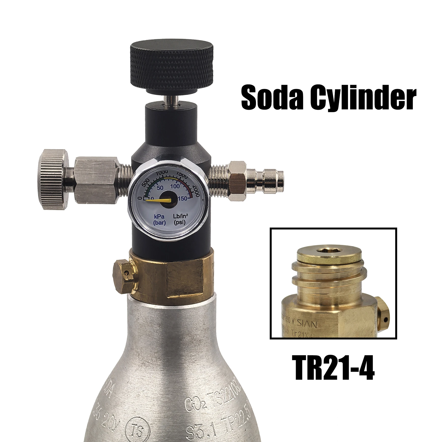 2025 Soda Water Carbon Dioxide Cylinder Tank Bottle Fill Station TR21-4 CO2 Refill Adapter Connector W21.8-14 or G3/4 or CGA320