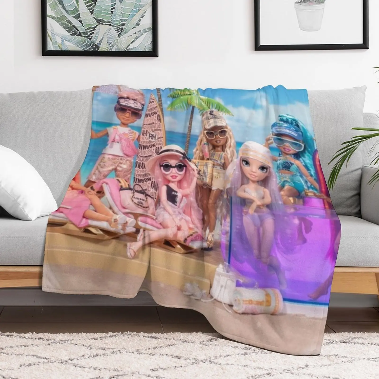 New Rainbow High Pacific Coast line Throw Blanket Furrys Warm anime Blankets