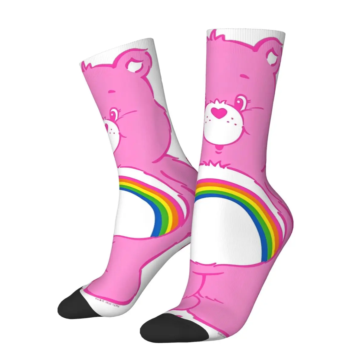 

Funny Care Bears Cheer Bear Rainbow Belly Badge Sports Socks Polyester Long Socks for Unisex Sweat Absorbing