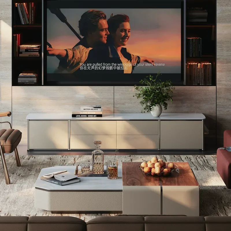 Light Luxury TV Cabinet High End Villa Living Room 2025 New Minimalist Storage Luxury Stone TV Stand Modern Furniture
