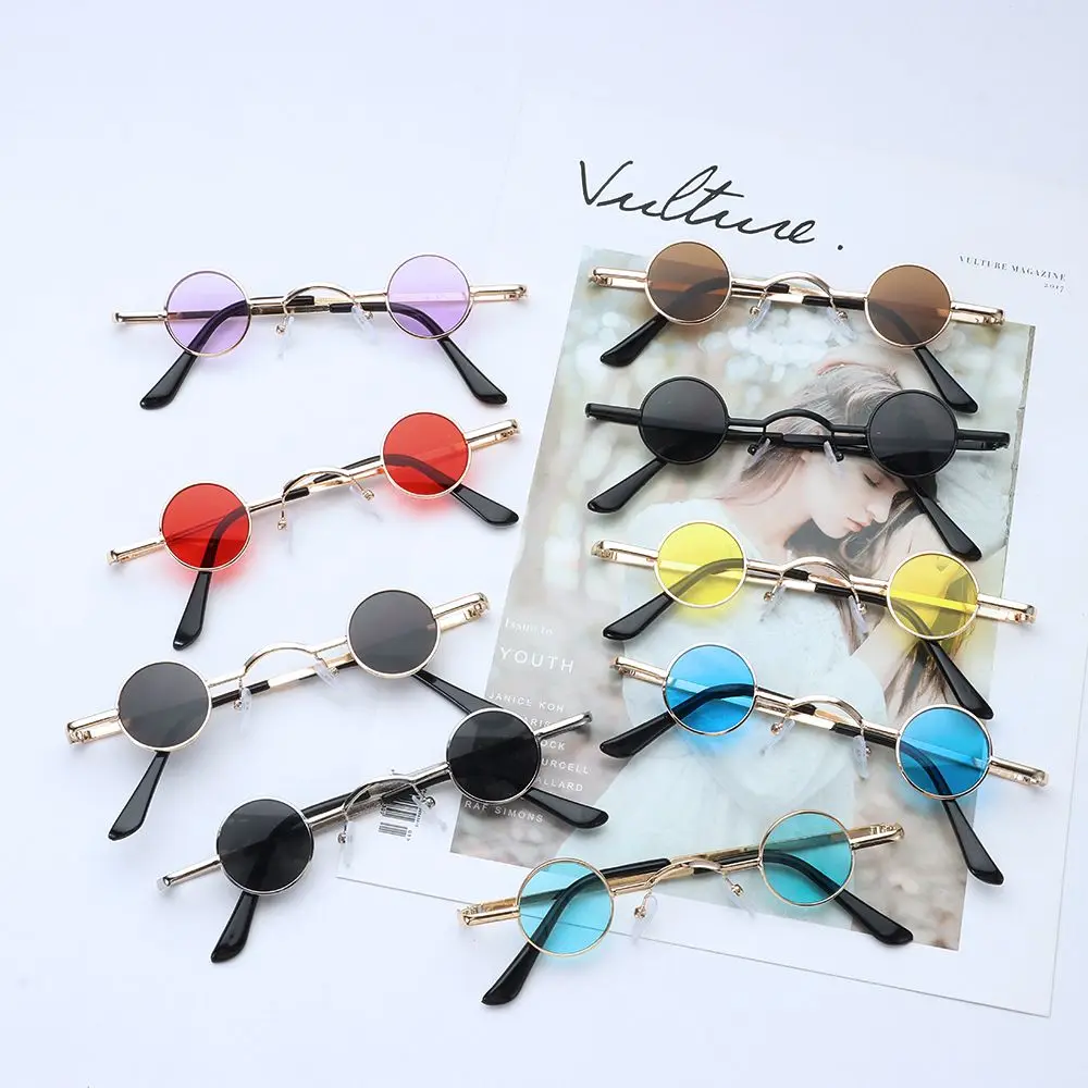 Small Round Sunglasses for Women Men Ultra Metal Frame Hip Hop Punk Sun Glasses Candy Color Sunglasses Fashion Shades