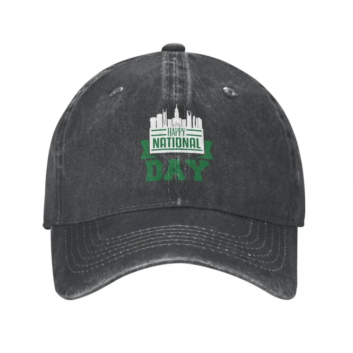 Unisex National Day Saudi Arabia Celebrate September 23rd Charcoal Washed Denim Baseball Cap Men Vintage Cotton Dad Trucker Hat