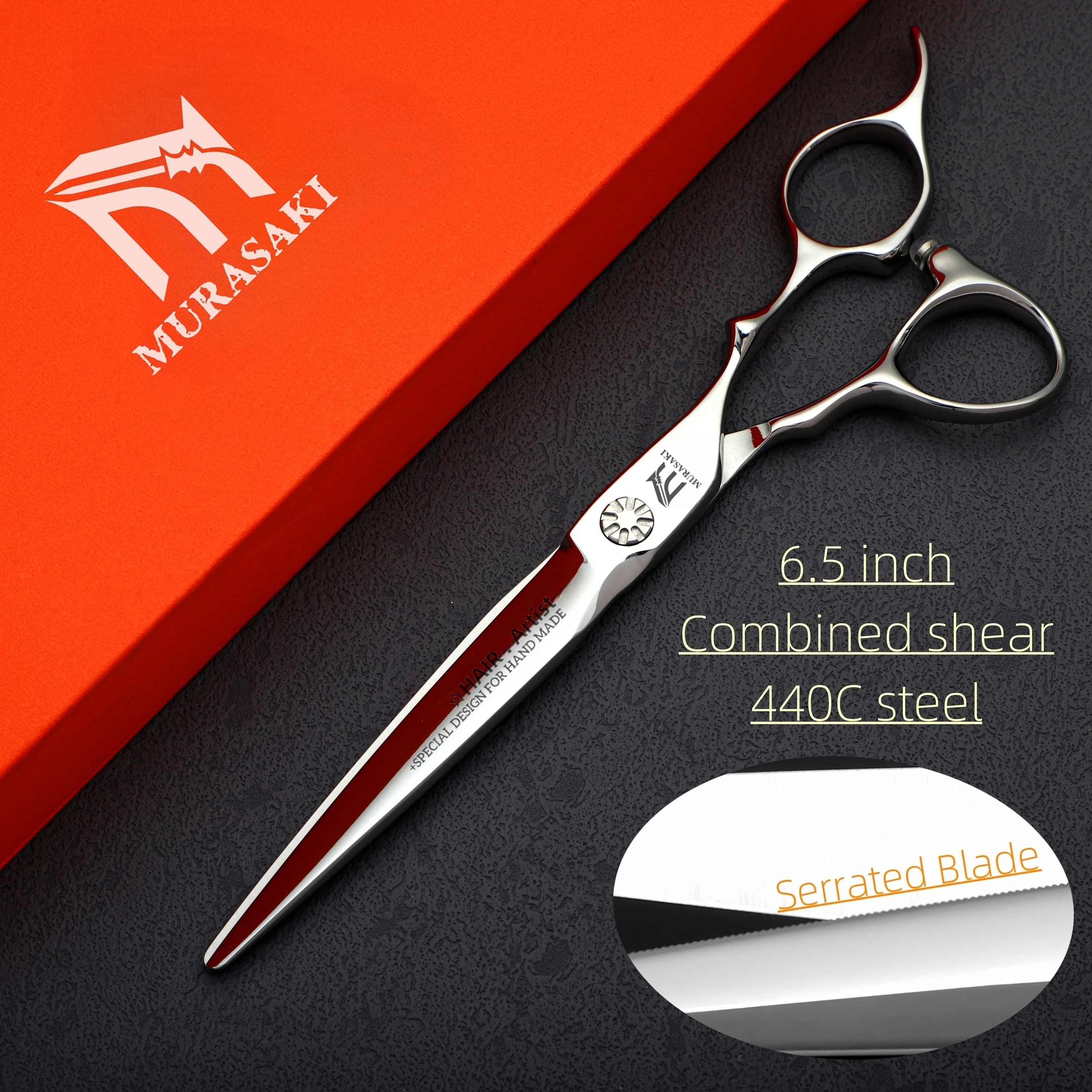 Professional Serrated hair scissors，6-6.5-6.8 inch barber accessories，Hitachi 440C steel Hair cutting machines，Sharp and durable