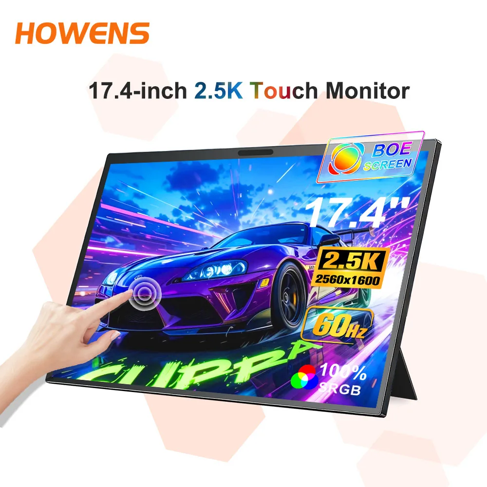 17.4inch 2.5K Portable Touch Screen Monitor 2560X1600 16:10 IPS Panel Extend Display HDMI For Mobile Phone Gaming TV Box PS4 PS5