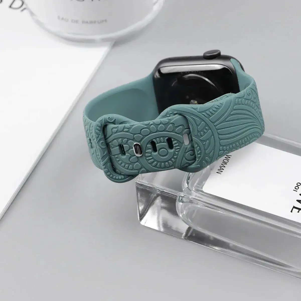 Totem Engraved Strap for Apple Watch Series 9 8 7 41mm 45mm Soft Silicone Sport Band for iWatch 6 5 4 3 SE 40 44mm 42 38mm 49mm image 6
