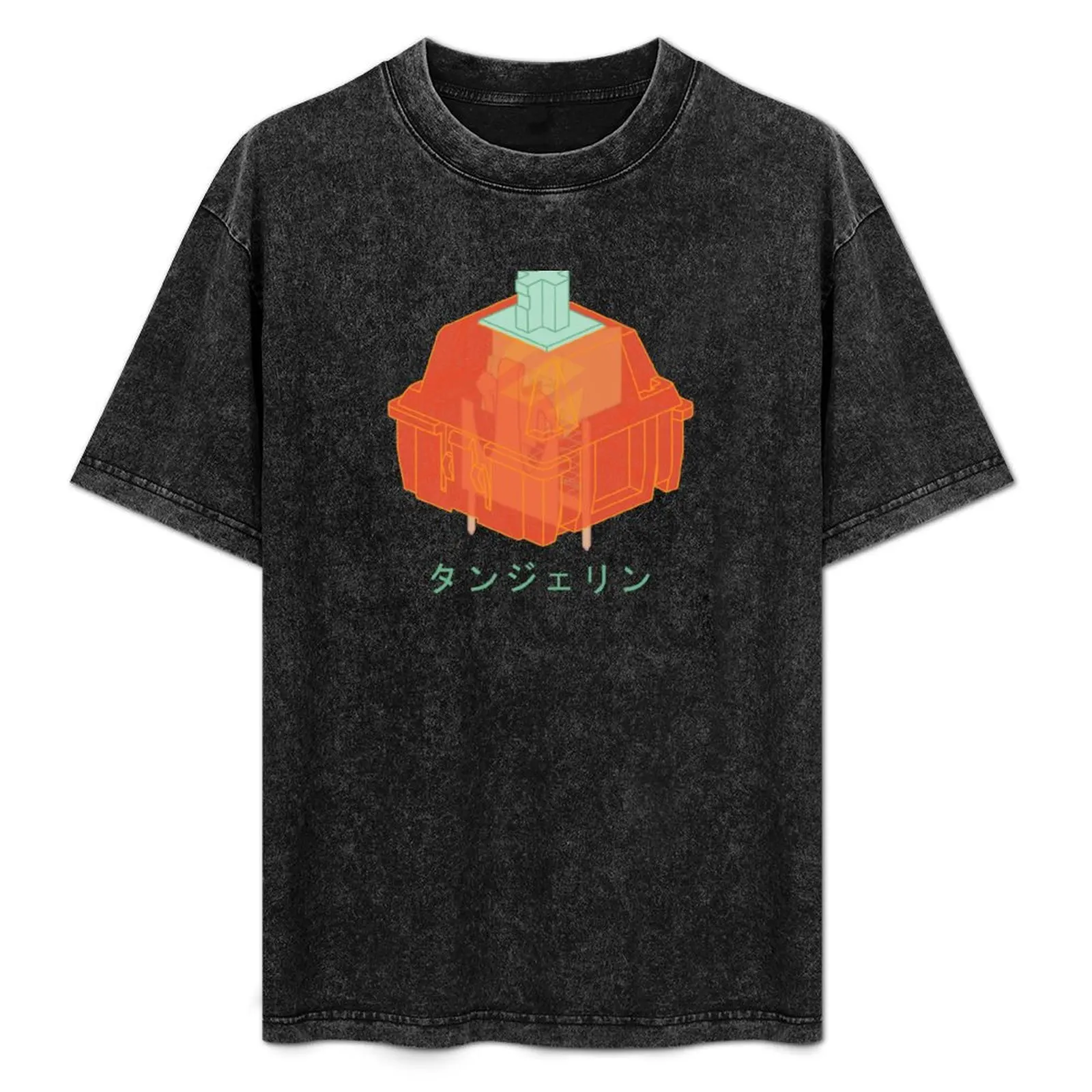 

Tangerine Mechanical Keyboard Cherry MX Switch with Japanese Writing T-Shirt All Match Print Short Sleeve Top
