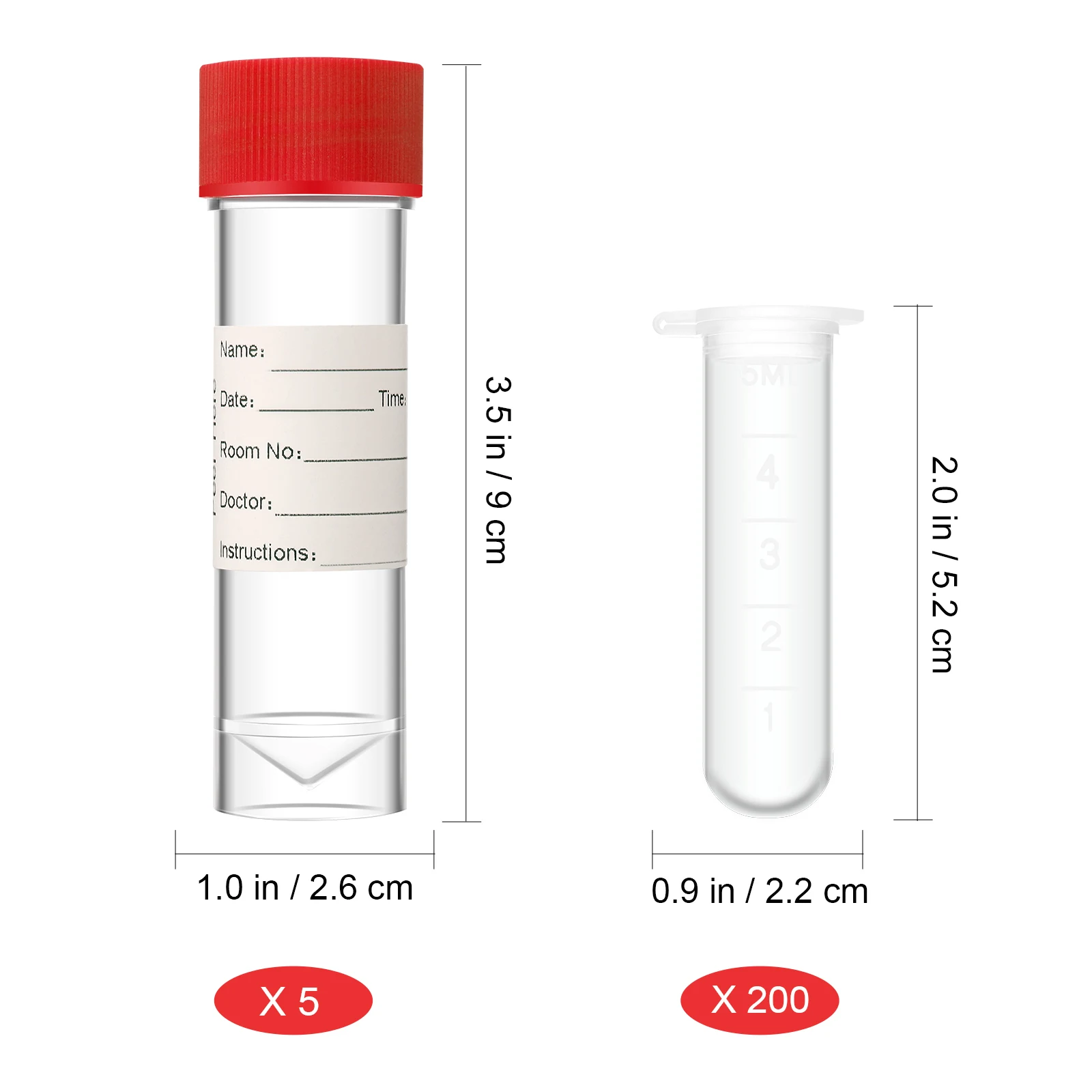 

205 Pcs Test Tube Set Sample Plastic Bottle Lab Reagent Tubes for Vial Flat Labs Laboratory with Lid