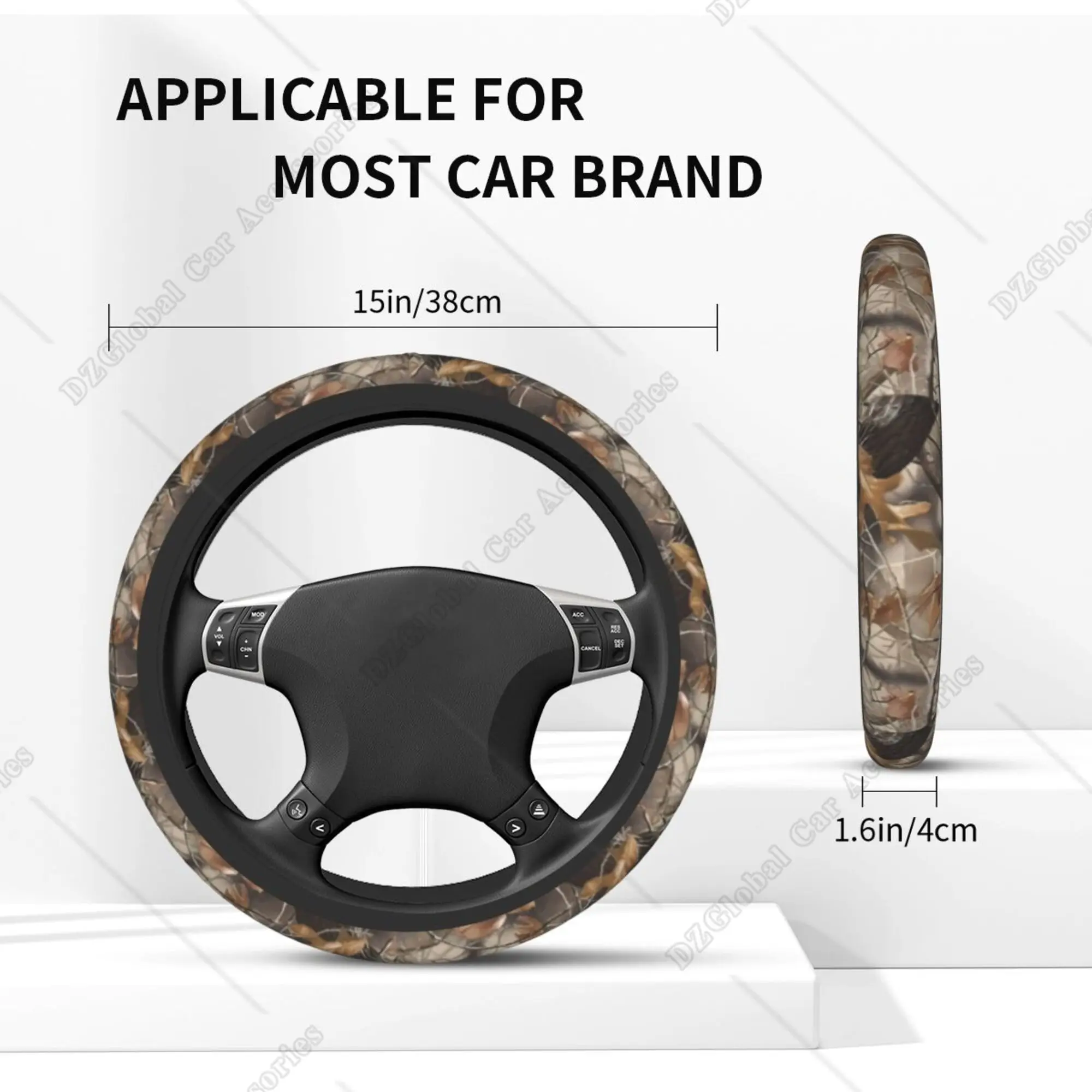 Hunting Camouflage Car Steering Wheel Cover Accessories Steering Wheel Protector Anti-Slip Breathable Sweat Absorption 15 Inches - view 4