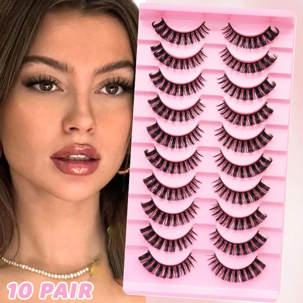 DD Krul Dikke Natuurlijke Valse Wimpers - 10 Paar Zachte Lichtgewicht Piekerige Wimpers Pluizig Volume Oogmake-up Tool
