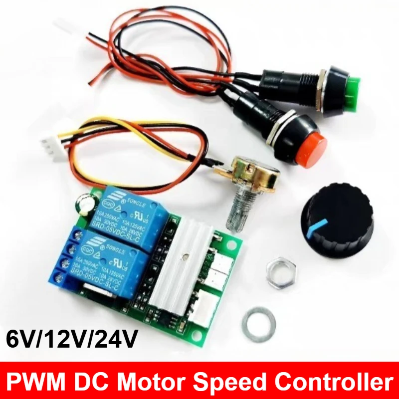 1pc DC Motor Speed Controller DC 6V 12V 24V PWM Controller Forward And Reverse Switch Motor Controller Adjustable Speed Control