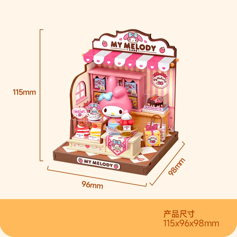 Bouwstenen Sanrio Family Cute Store Manager Series Cafe Cake Shop DIY Klein huis Puzzel Gemonteerd model Kindercadeau