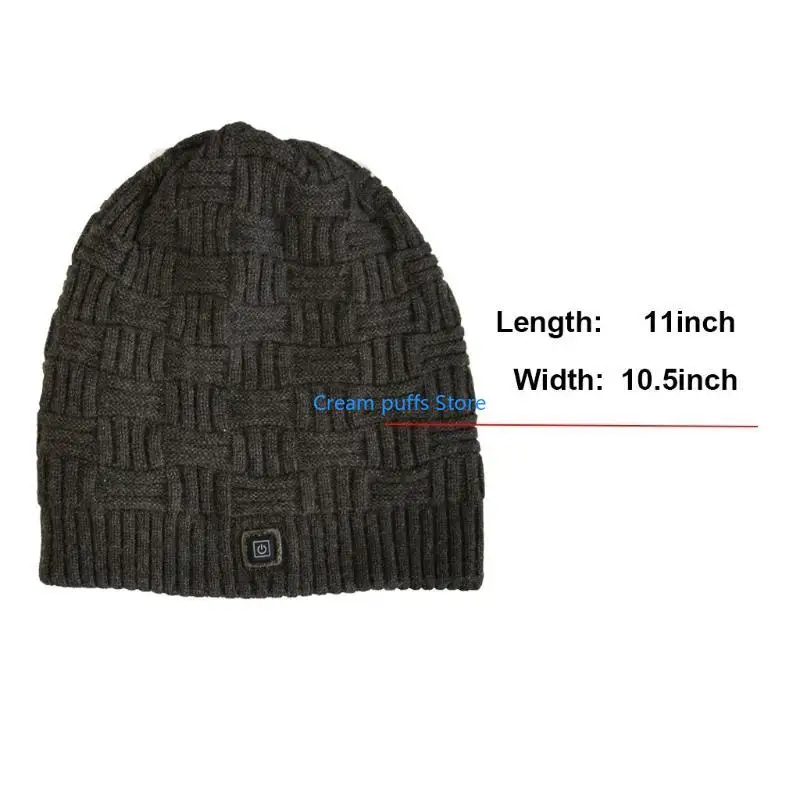 50LE Men Women Rechargeable Electric Warm Heated Hat Windproof Heat Skull Beanie Hat