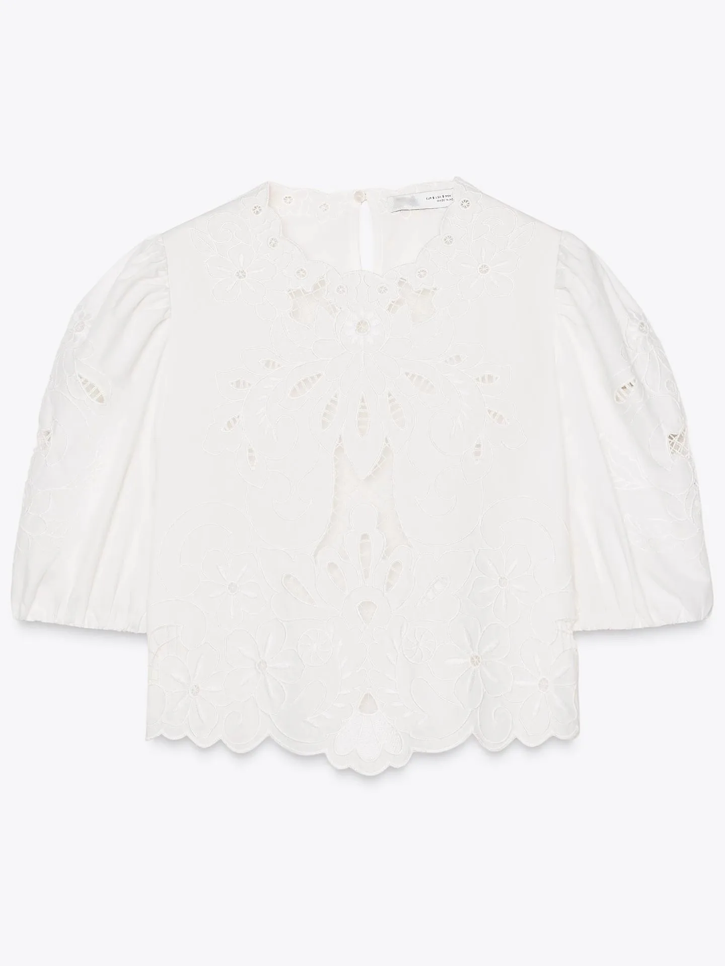 Romantic Sle Hollow out round Ne irt Women's Top New Summer 2025 Faion Loose Fit Cotton Blend Color Blo Design