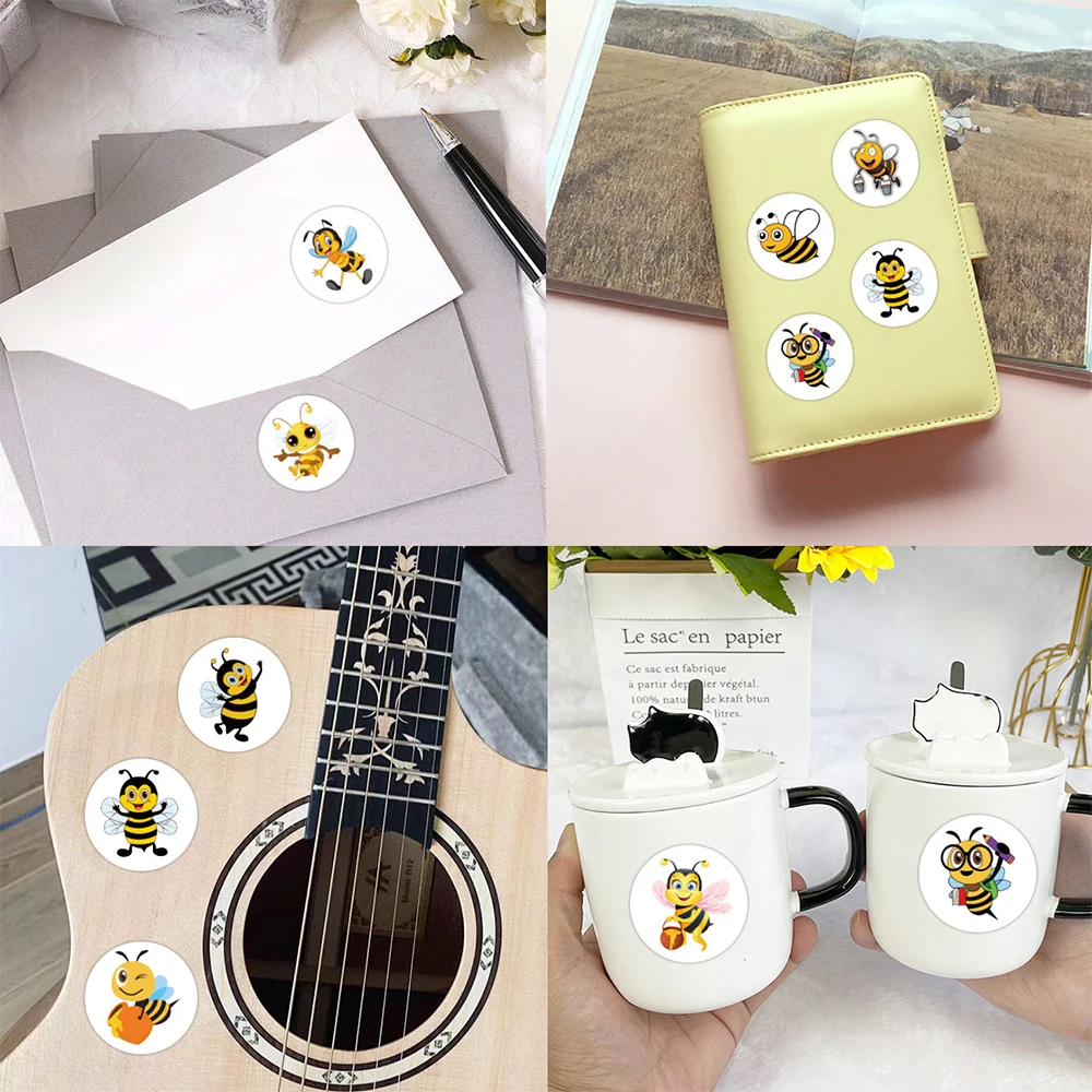 500pcs/Roll Cute Insect Cartoon Sealing Stickers Kawaii Honey Bee Decals DIY Laptop Journal Notebook Reward Graffiti Sticker Toy - view 6