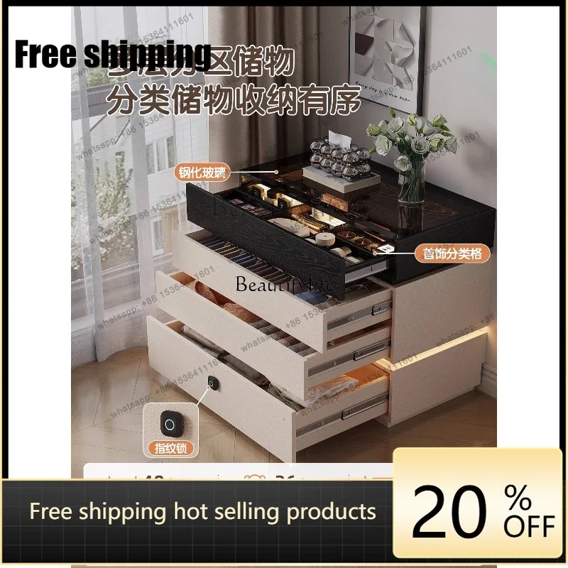 JJ Bedroom bedside chest cabinet light luxury high-end countertop glass display cabinet floor-to-ceiling small