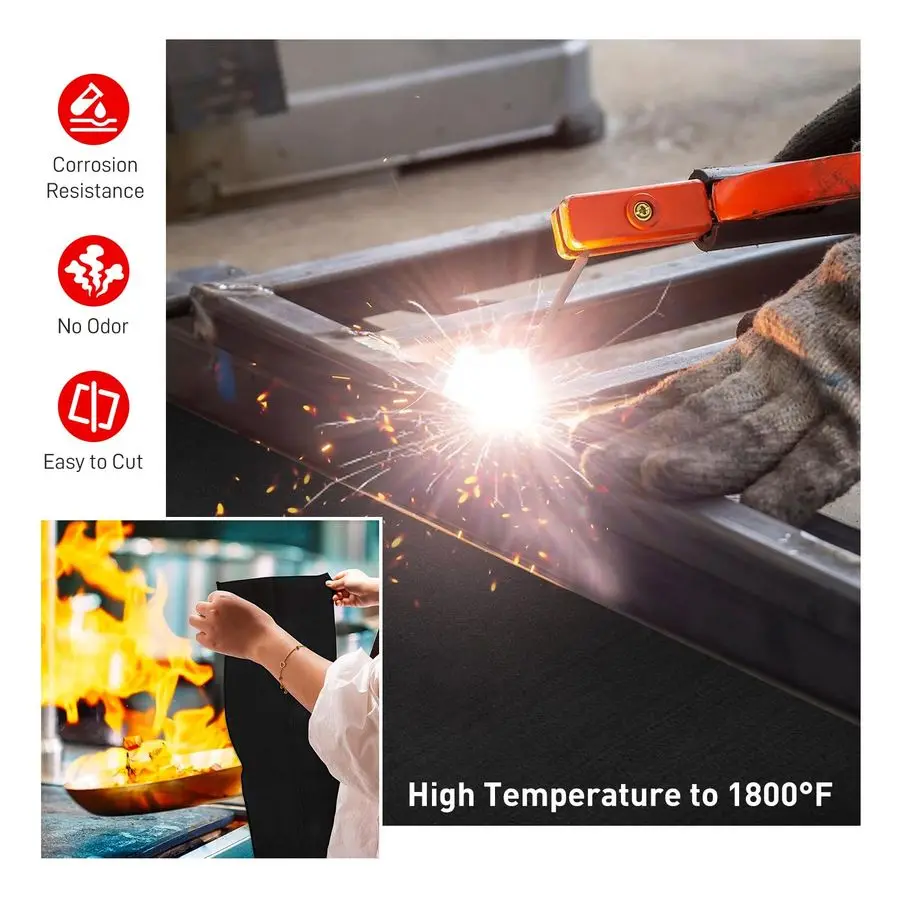 بطانية لحام كبيرة مقاومة للحريق مقاس 72 × 96، بطانية عازلة مقاومة لدرجات الحرارة العالية 1800F، نسيج مقاوم للهب من الكربون C