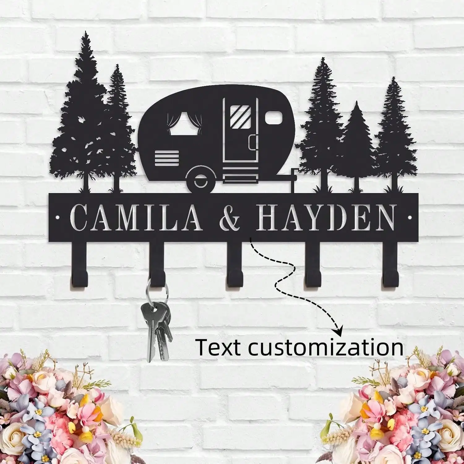 

Personalized Metal Key Hook, Custom Name Wall Mounted Holder for Entryway, Home Office Organizer Valentine's Day Gift