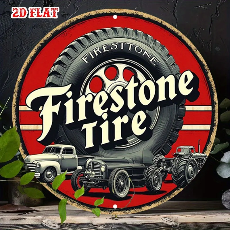 2D Flat, 1pc Vintage Trucks Metal Wall Art - Retro Garage Decor with Red & black color scheme - Heavy-Duty Aluminum Sign for Man