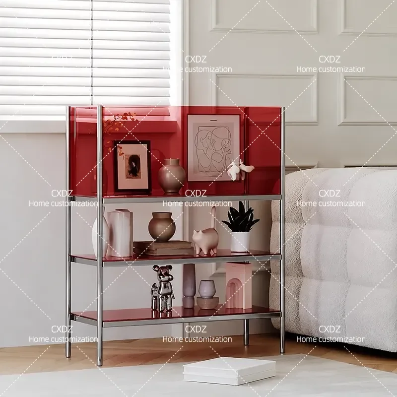 Acrylic Storage Rack Sofa Side Table Metal Floor Display Stand Small Transparent Shelf for Living Room Home Organization