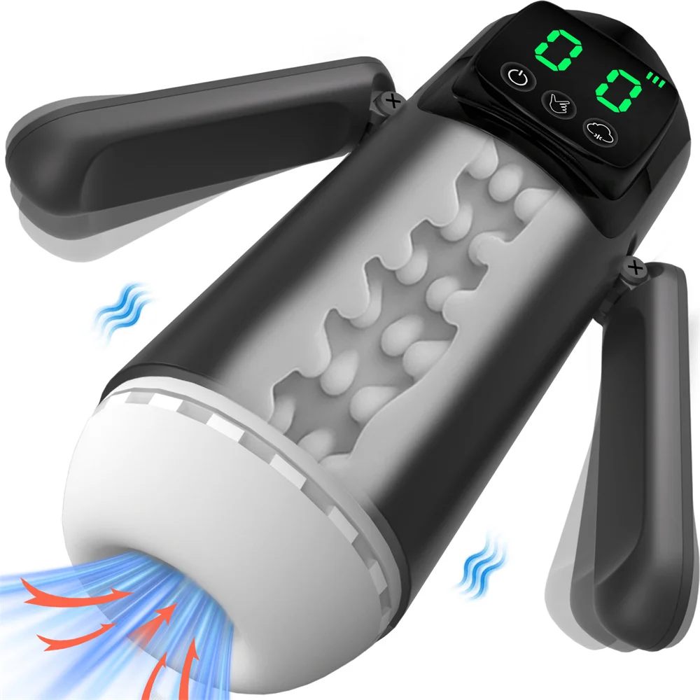 Automatic Vibration Sucking Male Masturbator Blowjob Masturbation with Handle LCD Display Penis Pump Stroker Sex Toy for Men 18+