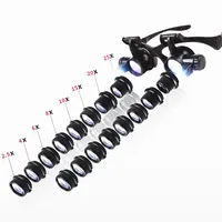 2.5X 4X 6X 8X 10X 15X 20X 25X Multi-Power Magnifier Loupe Magnifying Glasses with LED Lights Helping Hand Soldering Solder Clamp