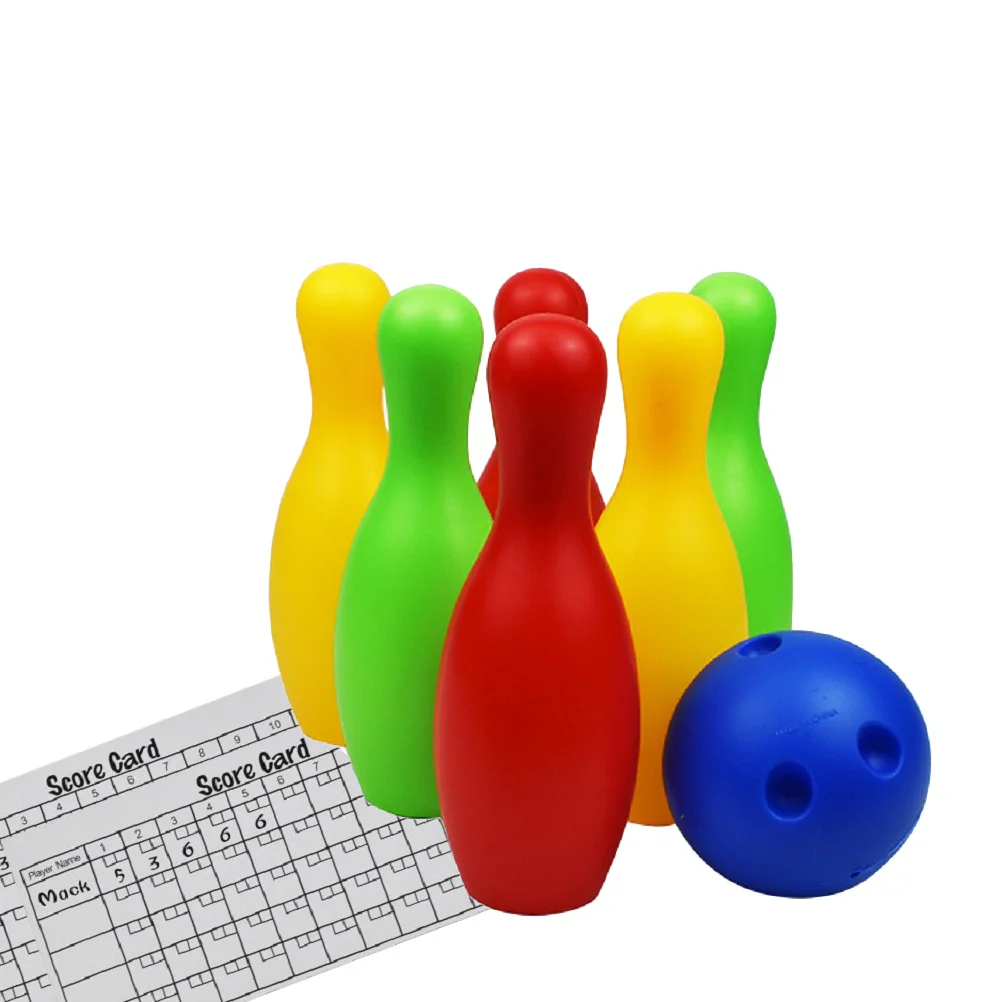 Children Plastic Bowling Toy Entertainment Bowling Funny Bowling Toy Set (Height 19cm, 1pcs Ball, 6pcs Bottles, 2