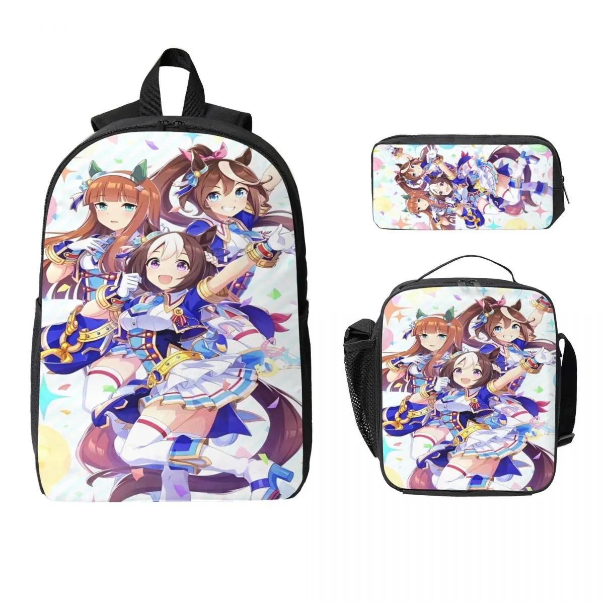 

Umamusume Anime Theme School bags Set for Boy Girl Pen Bags Backpack Sets with Lunch Box For Primary School Students Knapsack