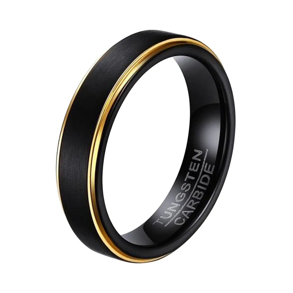 

Tungsten Steel Ring The Delicate Men Black Golden Jewelry Hand Decoration Rings