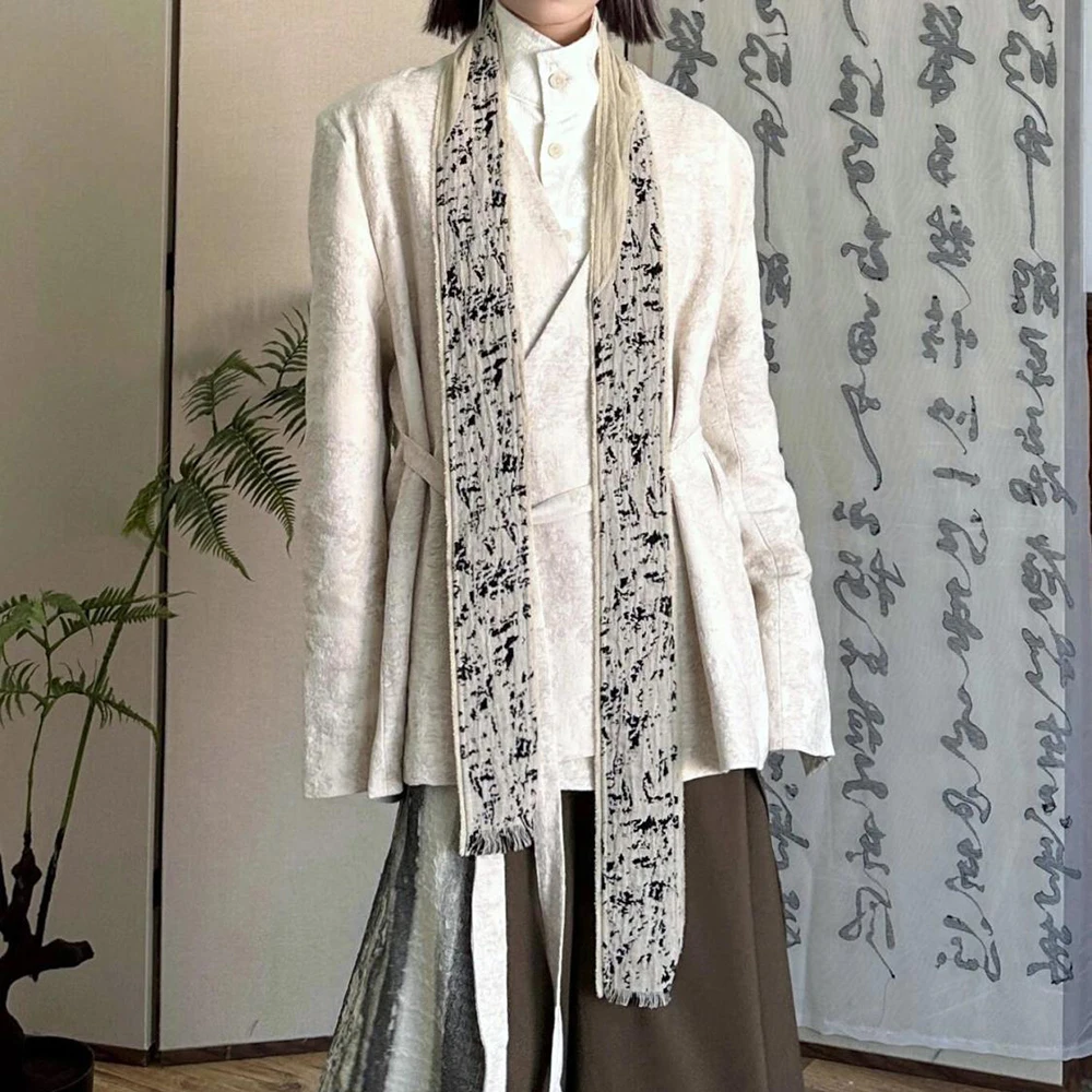 

Y2k Suit Jacquard Tie Jacket Autumn Genderless Chinese Style Streetwear Fashion Versatile Casual Long-Sleeved Tops Unisex 2024