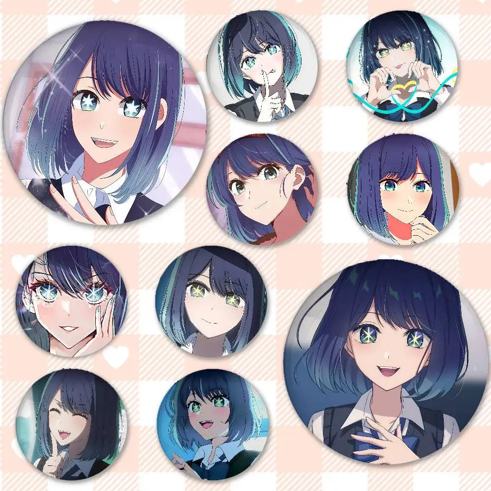 Anime Akane Kurokawa Cute Badges Peripheral Lapel Pins Tinplate Round Brooch For Shoulder Bag Accessories Souvenir Gifts