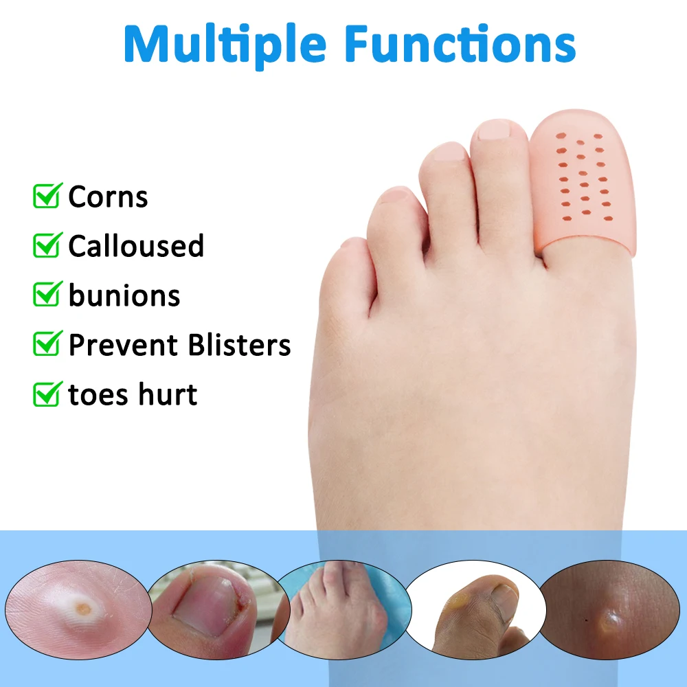 Pexmen 2/4Pcs Gel Toe Protectors Toe Caps Prevent Pain Relief for Corns Blisters and Ingrown Toenails Big Toe Covers