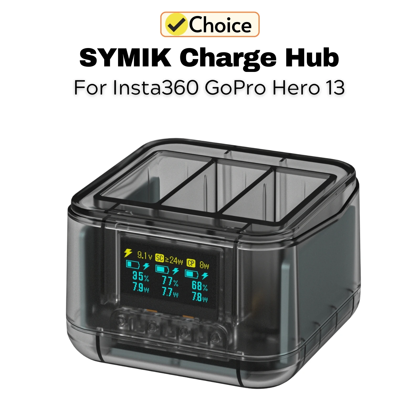 SYMIK Gears For GoPro Hero 13 Charge Hub Quick Charging Battery Charger For Go Pro Hero 13 Non-original Accessories