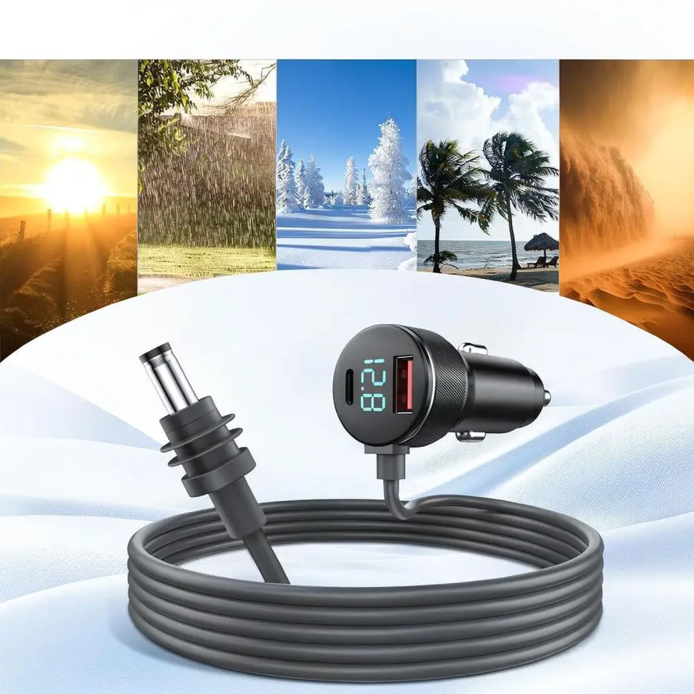High Power Vehicle Charging Socket Digital Display Fast Charge USB C Adapter For Smartphone Tablet Watch Laptop