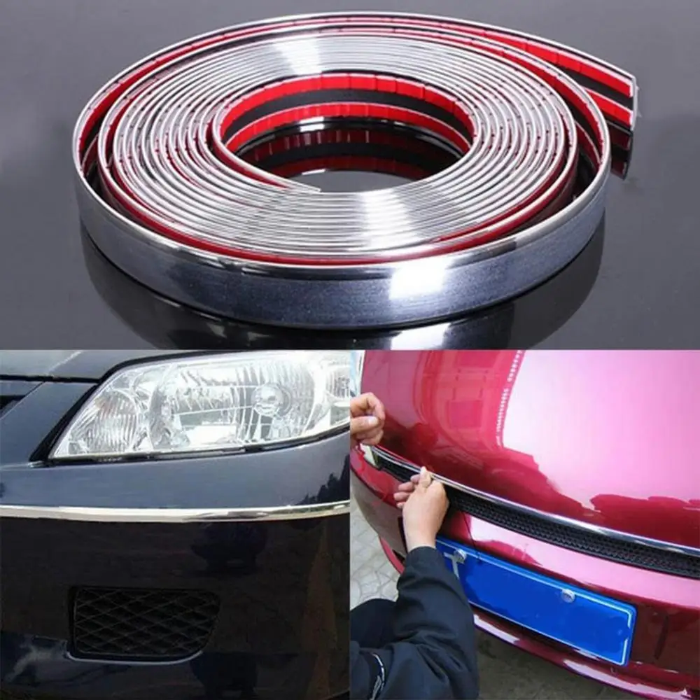 Universal 6mm 15mm 18mm 22mm Car Chrome Styling Decoration Moulding Trim Strip Decorative Line Auto Accessories