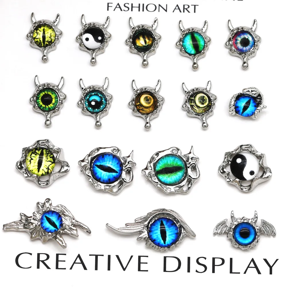 10 قطع من سحر أظافر عين الشيطان - سحر تلميذ عين القطة ثلاثي الأبعاد لتقليم الأظافر الخيالية الداكنة