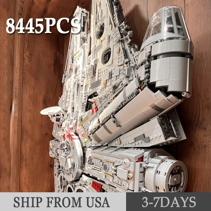 

8445 шт., большой космический корабль, наборы строительных блоков тысячелетия, сборка, модель Сокола, кирпичи, коллекция игрушек, подарки на день рождения, Рождество