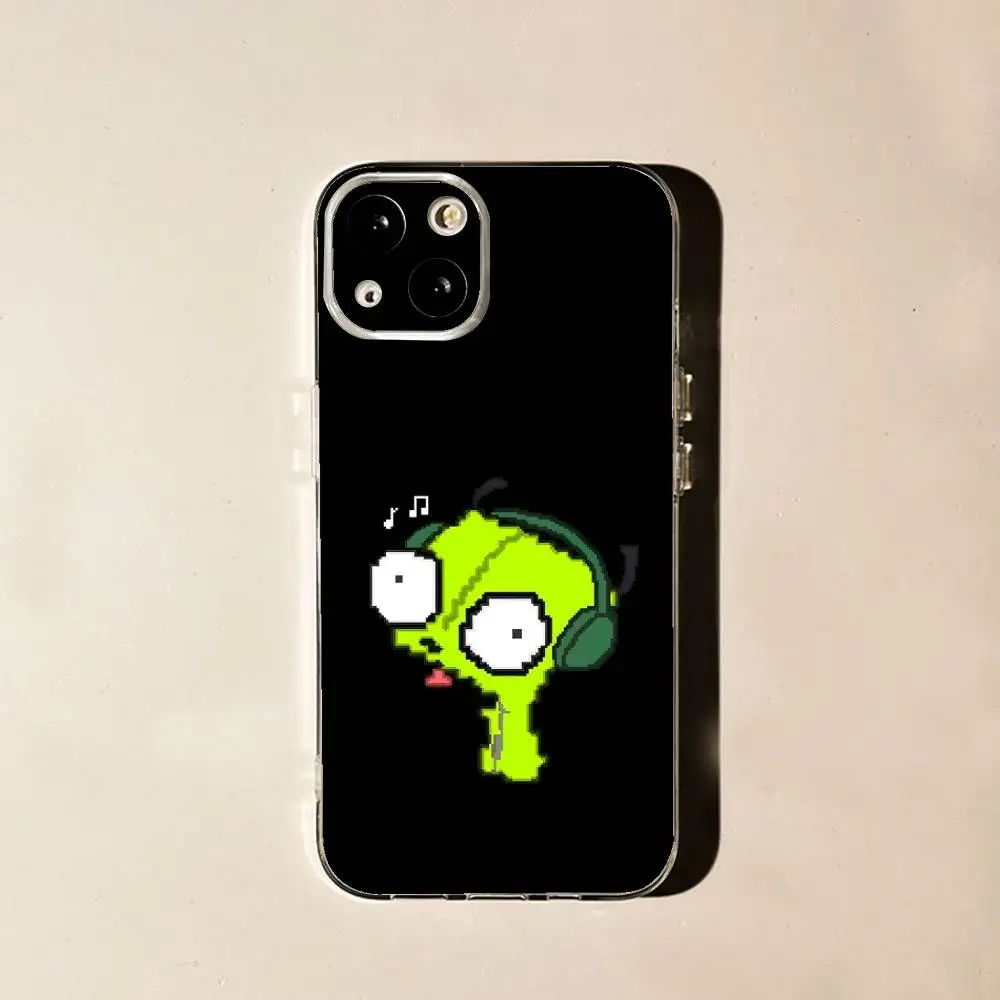 I-Invader-S Z-Zim Alien لهاتف iPhone 17,16,15,14,13,12,11 Pro,Max,Plus,X,XS,XR,SE4,E غلاف حماية ناعم شفاف صغير