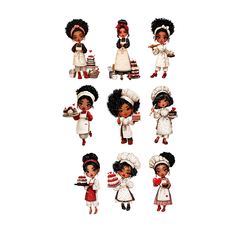 Dessert Master Theme Cartoon Patter Iron-On Heat Transfer Stickers Decals T-shirts Fashion DIY For Bags Clothing Fabric Decor