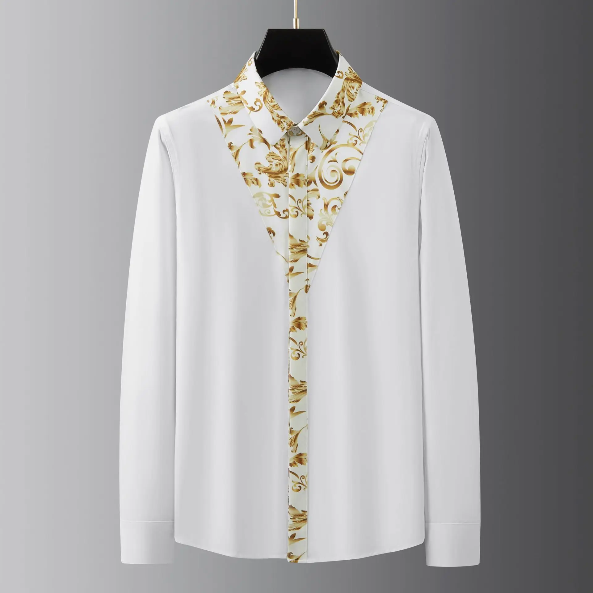 

Модная мужская рубашка с длинными рукавами в стиле ретро в стиле пэчворк, модные деловые повседневные деловые классические рубашки, уличная одежда для вечеринок, мужская одежда