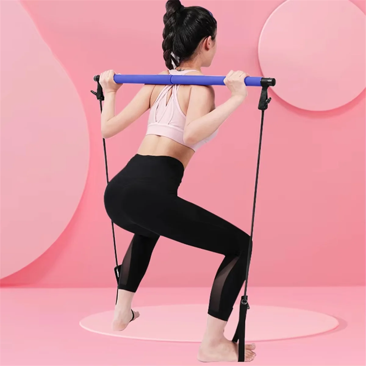 AT53 bâton de Pilates multifonctionnel équipement de Yoga Fitness bande de résistance élastique ceinture de corde élastique extensible domestique