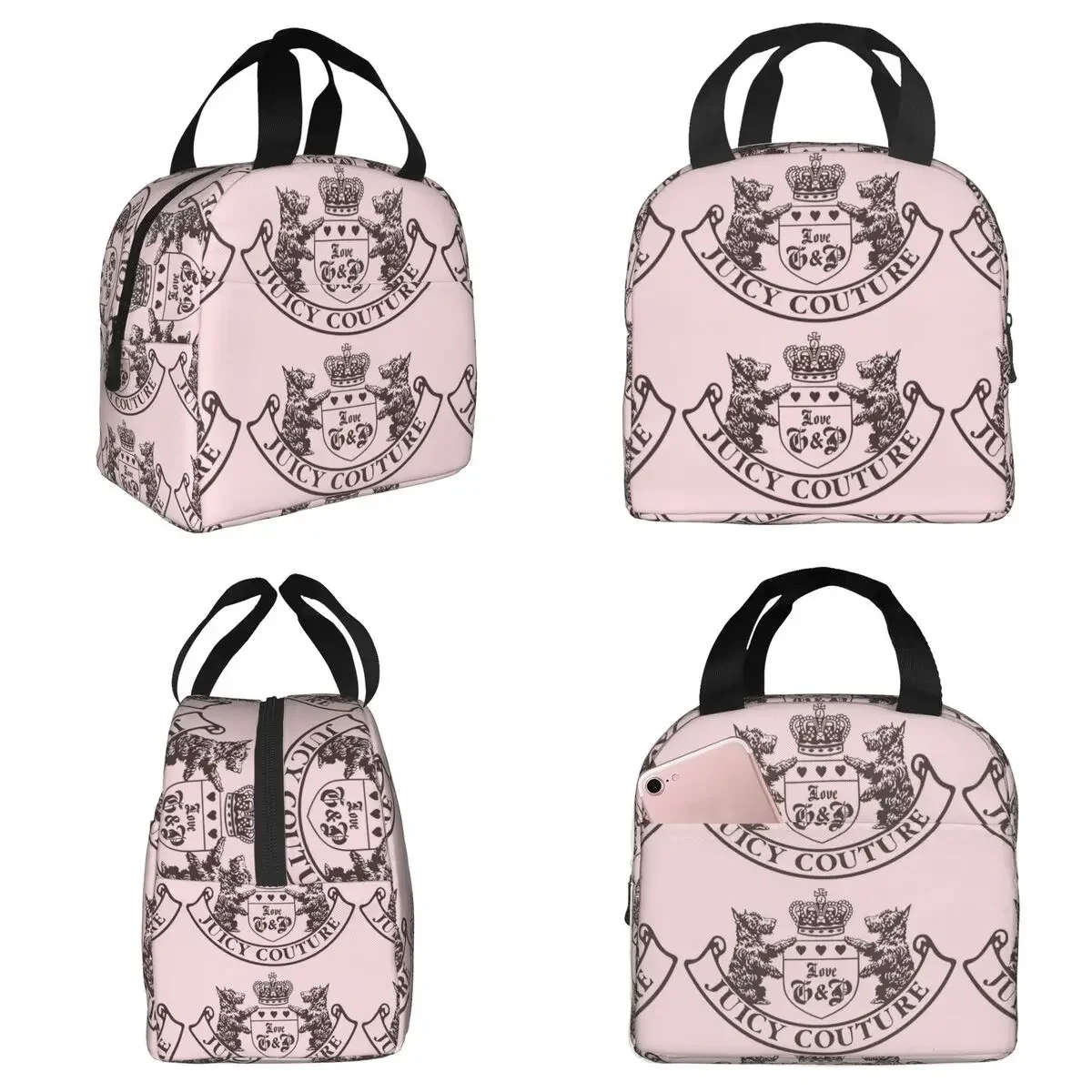 Y2k Juicy Couture Crest Insulated Lunch Bag for Women Office Cooler Thermal Food Box Tote Leakproof Lunch Boxes Container