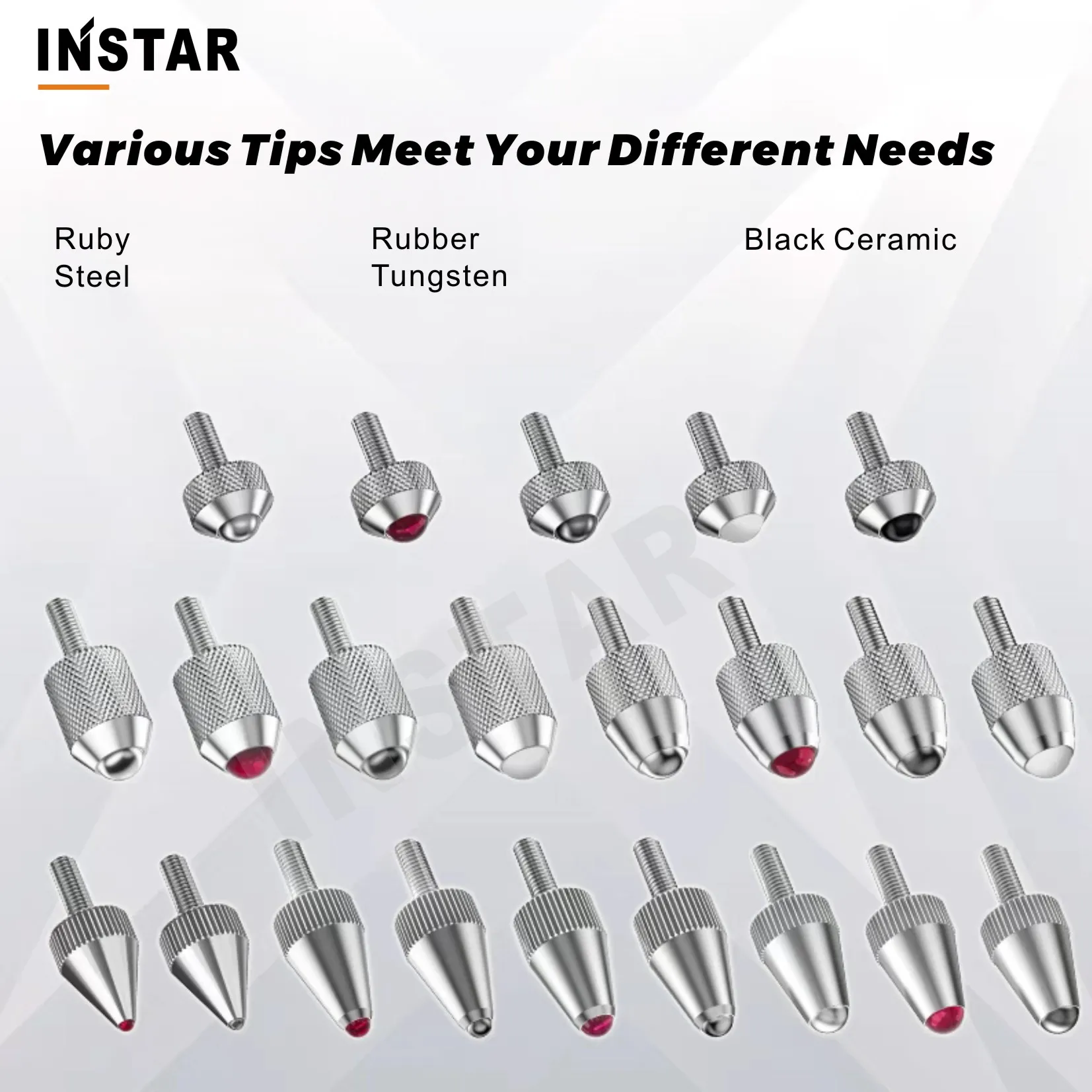 INSTAR Probe for Dial Indicator Ruby Tips, Tungsten Tips, Ceramic Tips, Rubber Tips M2.5 D5