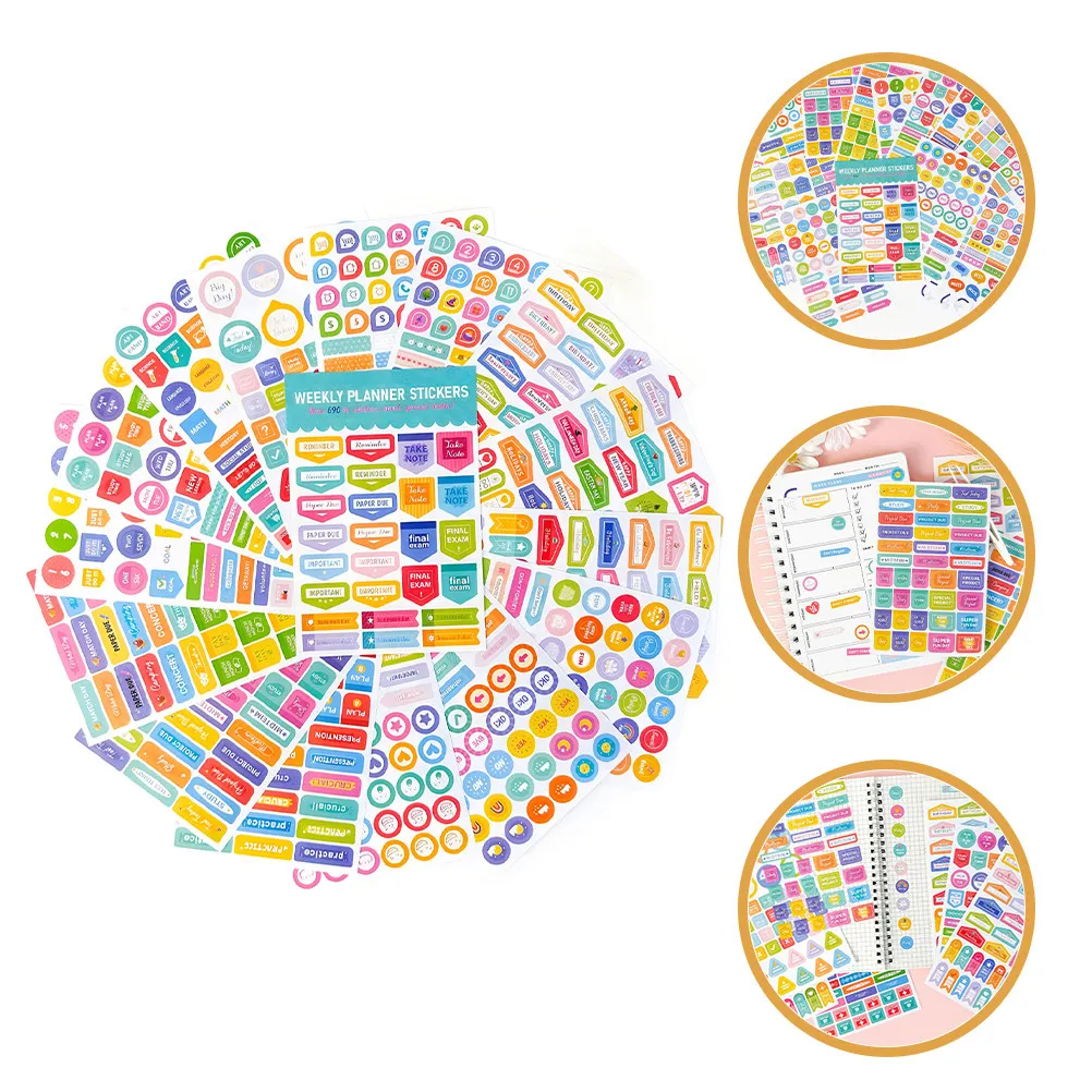 

16 Sheets Planner Adhesive Diy Journal Stickers For Scrapbook Decor Theme Daily Planner Diy Craft Supplies Self-Adhesive Paper