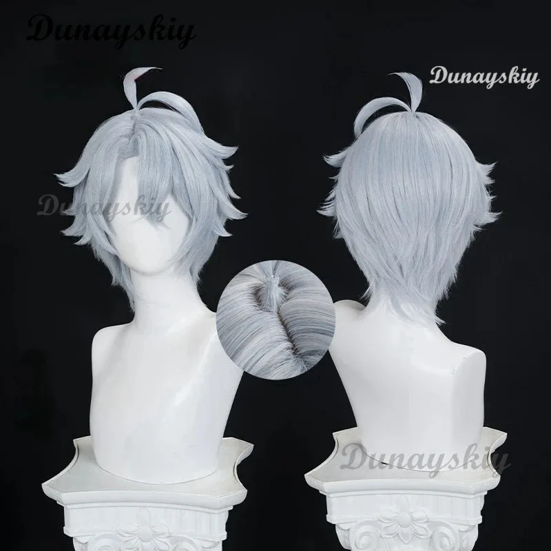 2025 11 Phainon 27 سنتيمتر قصيرة الفضة والأزرق الشعر هونكاي ستار السكك الحديدية لعبة تأثيري الباروكات مقاومة للحرارة شعر مستعار اصطناعي تخصيص