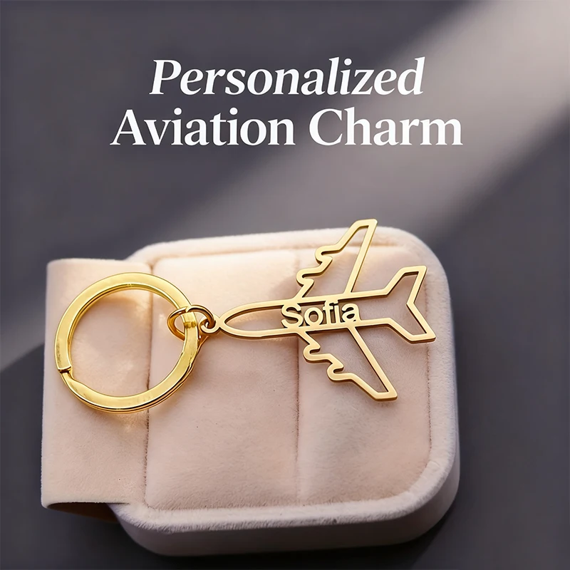 

Custom Name Airplane Keychain Personalized Stainless Steel Name Pendant With Airplane Name Jewelry Birthday Gift For Boyfriend