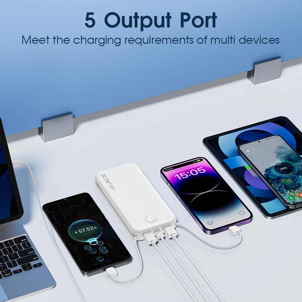 12000mAh Power Banks Charger with AC Plug Fast Charging PowerBank USB Type C Mobile Phone Spare battery Charger for IPhone 16 15